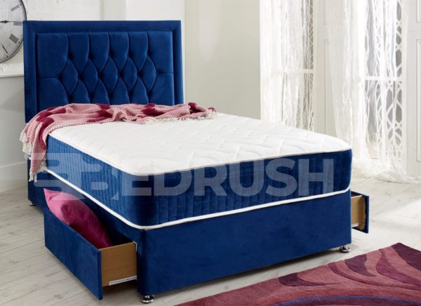Divan Bed with Mattress & Storage | Discount | BedRush Divan Beds UK - buttoned headboard bed