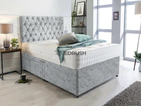 Crushed Velvet Divan Bed With Drawers
